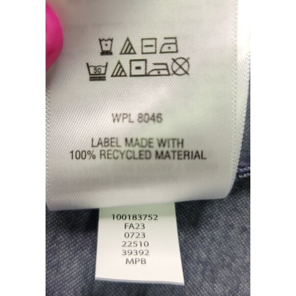 ON 34TH Navy Pinstripe Windowpane Sleeveless Shift Dress XL Keyhole - Picture 9 of 11